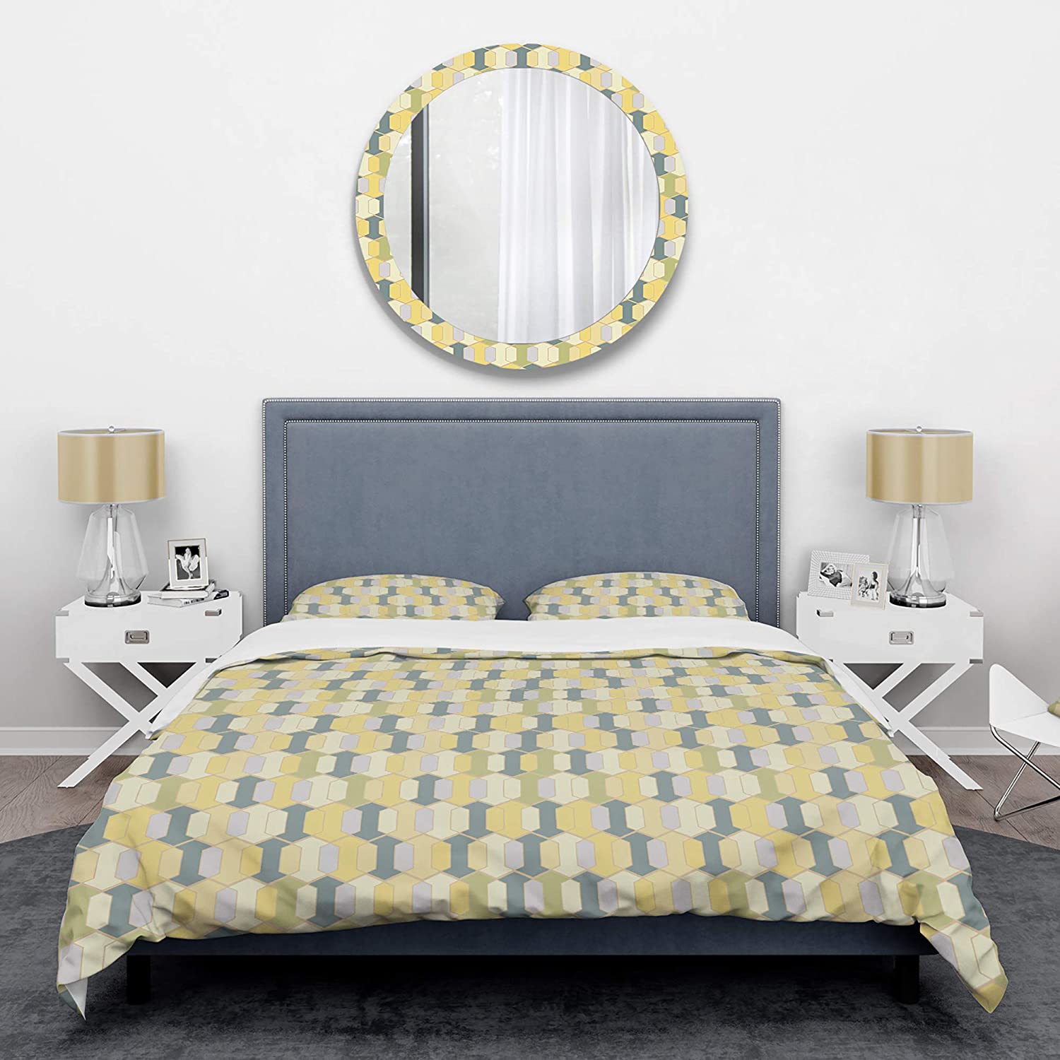 Price:$109.78 'Abstract Retro Geometrical Design II' Mid-Century Modern Duvet Cover Set : Home & Kitchen