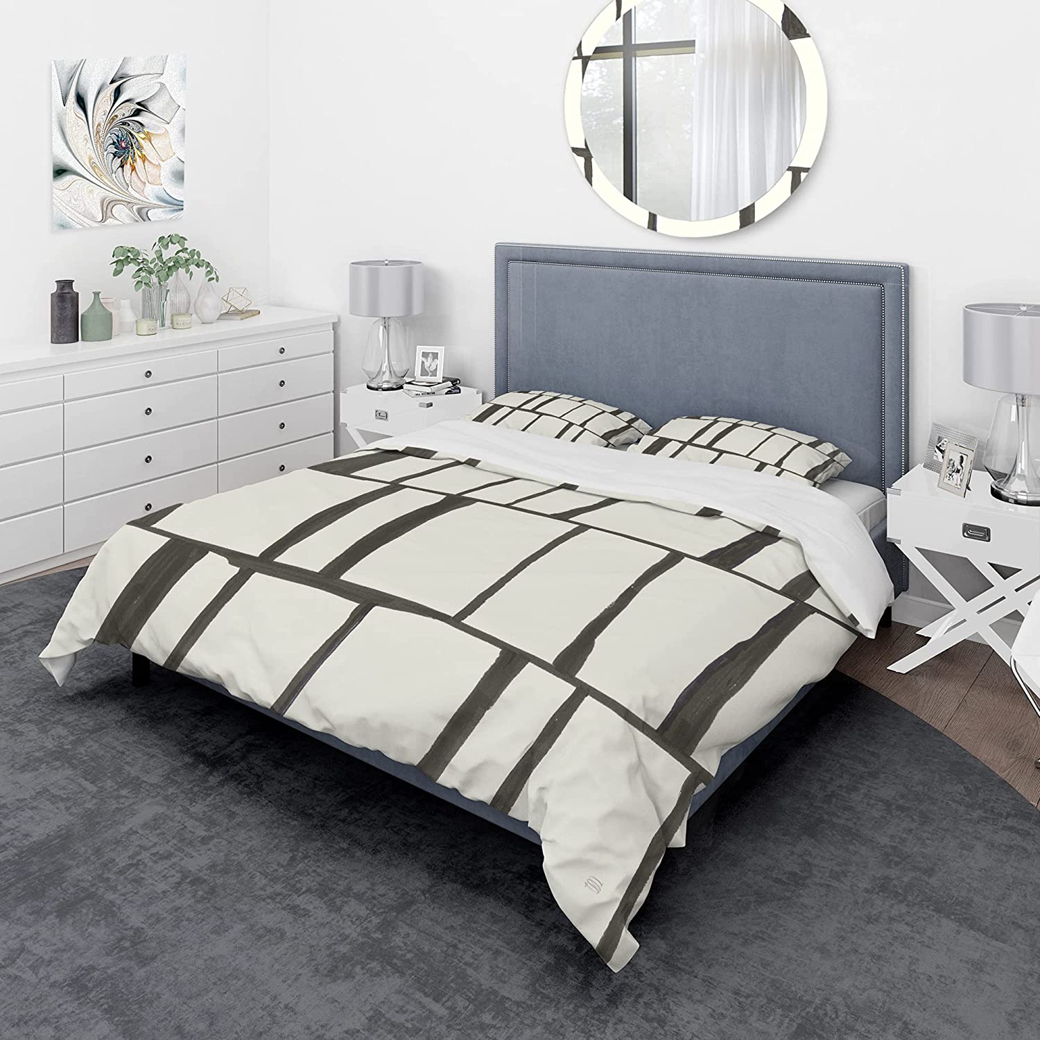 Price:$85.76 'Minimalist Black and White I' Geometric Duvet Cover Set : Home & Kitchen