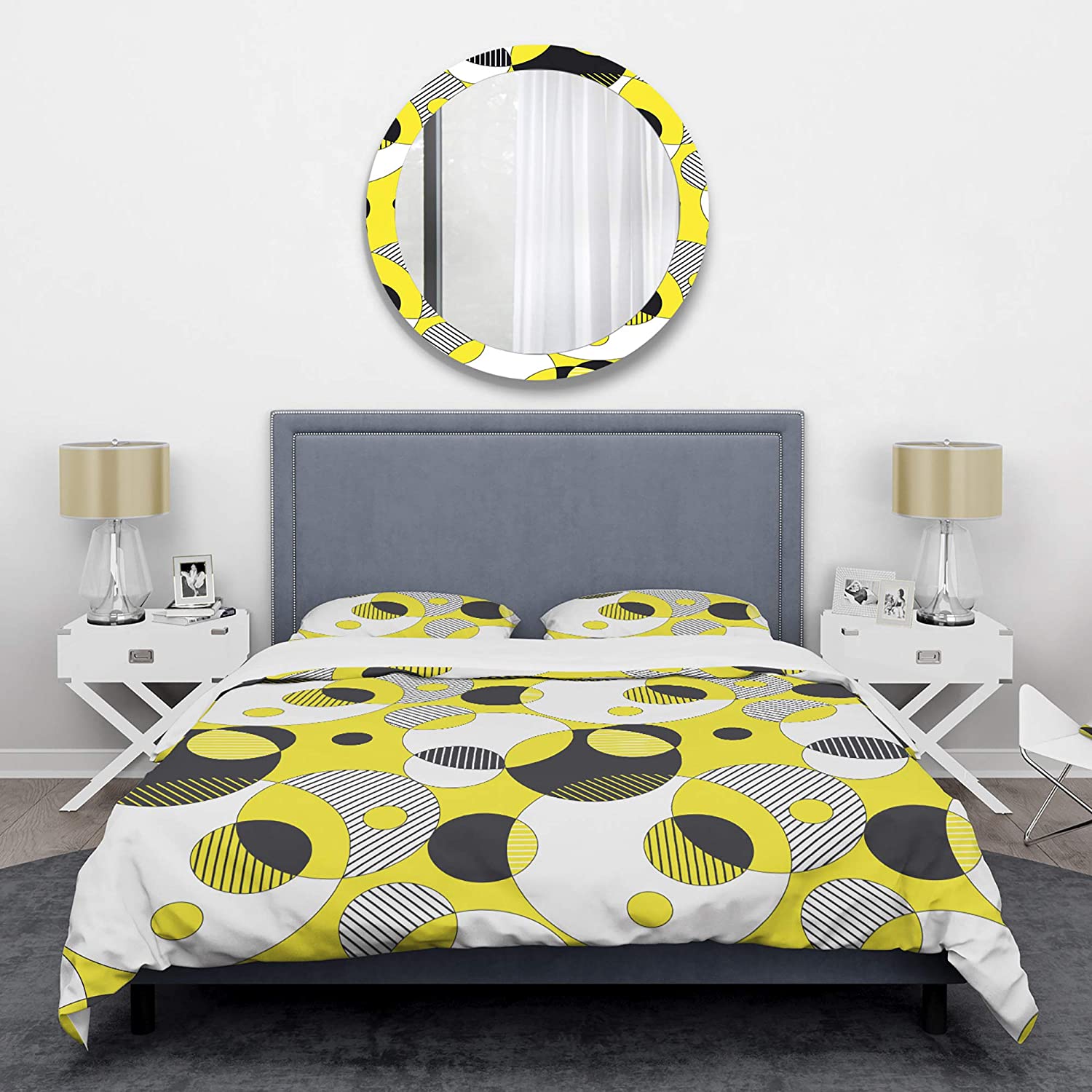 Price:$109.78 'Circular Abstract Retro Geometric I' Mid-Century Modern Duvet Cover Set : Home & Kitchen