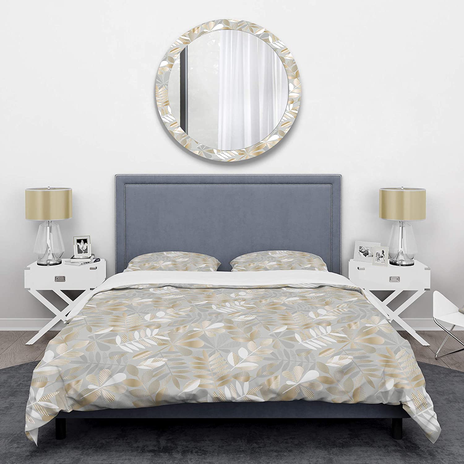 Price:$109.82 'Golden Tropical Pattern VIII' Mid-Century Modern Duvet Cover Set : Home & Kitchen