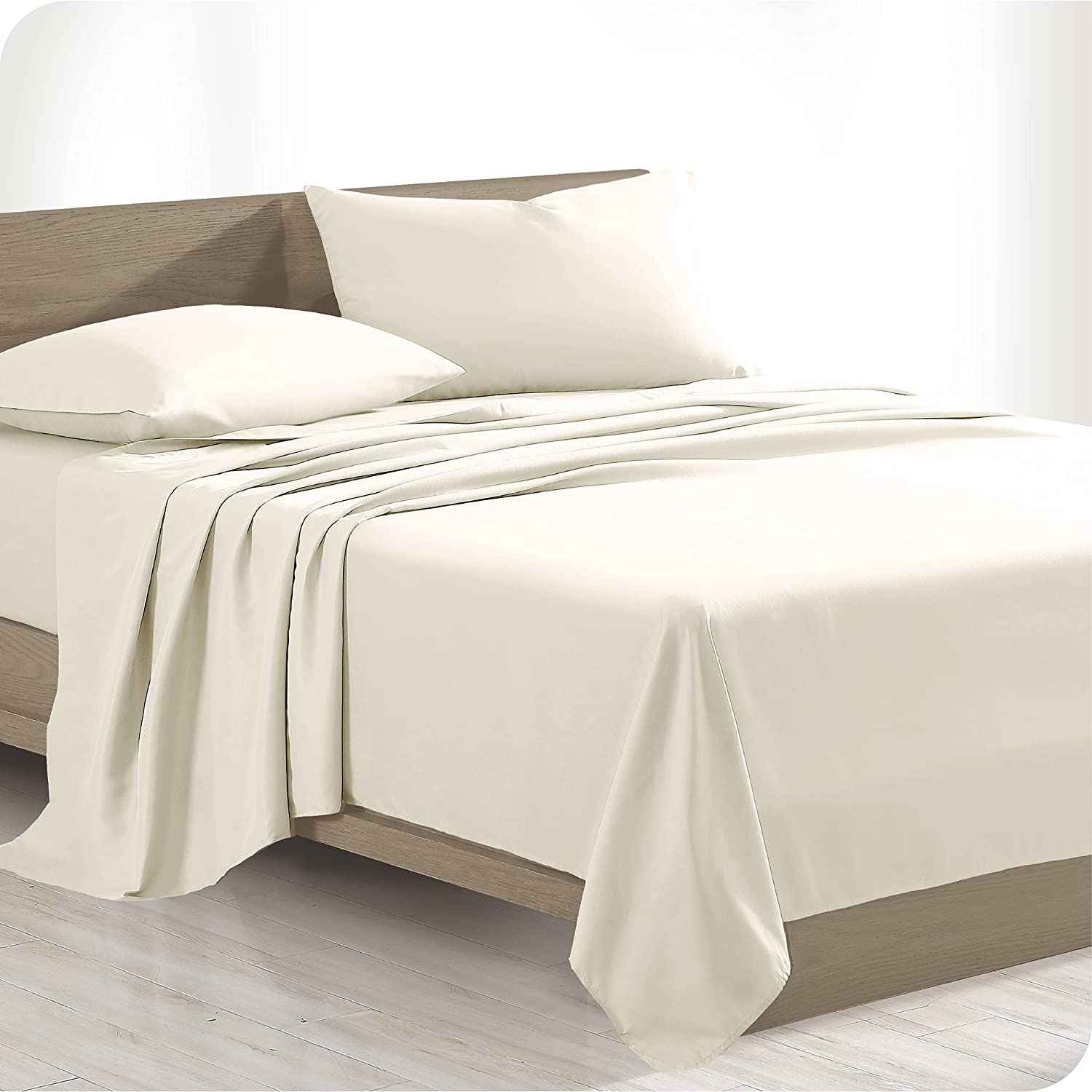 Price:$99.99 Home 100% Organic Cotton Queen Sheet Set - Crisp Percale Weave - Lightweight & Breathable - Bedding Sheets & Pillowcases (Queen, Gardenia) : Home & Kitchen