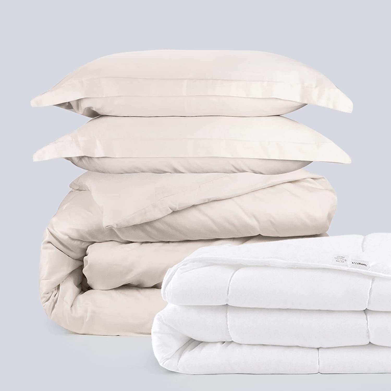 Price:$51.28 Perfect Duvet Bundle - 3 Piece Duvet Set (Full, Beige) & Microfiber Shell Comforter (Full) : Home & Kitchen