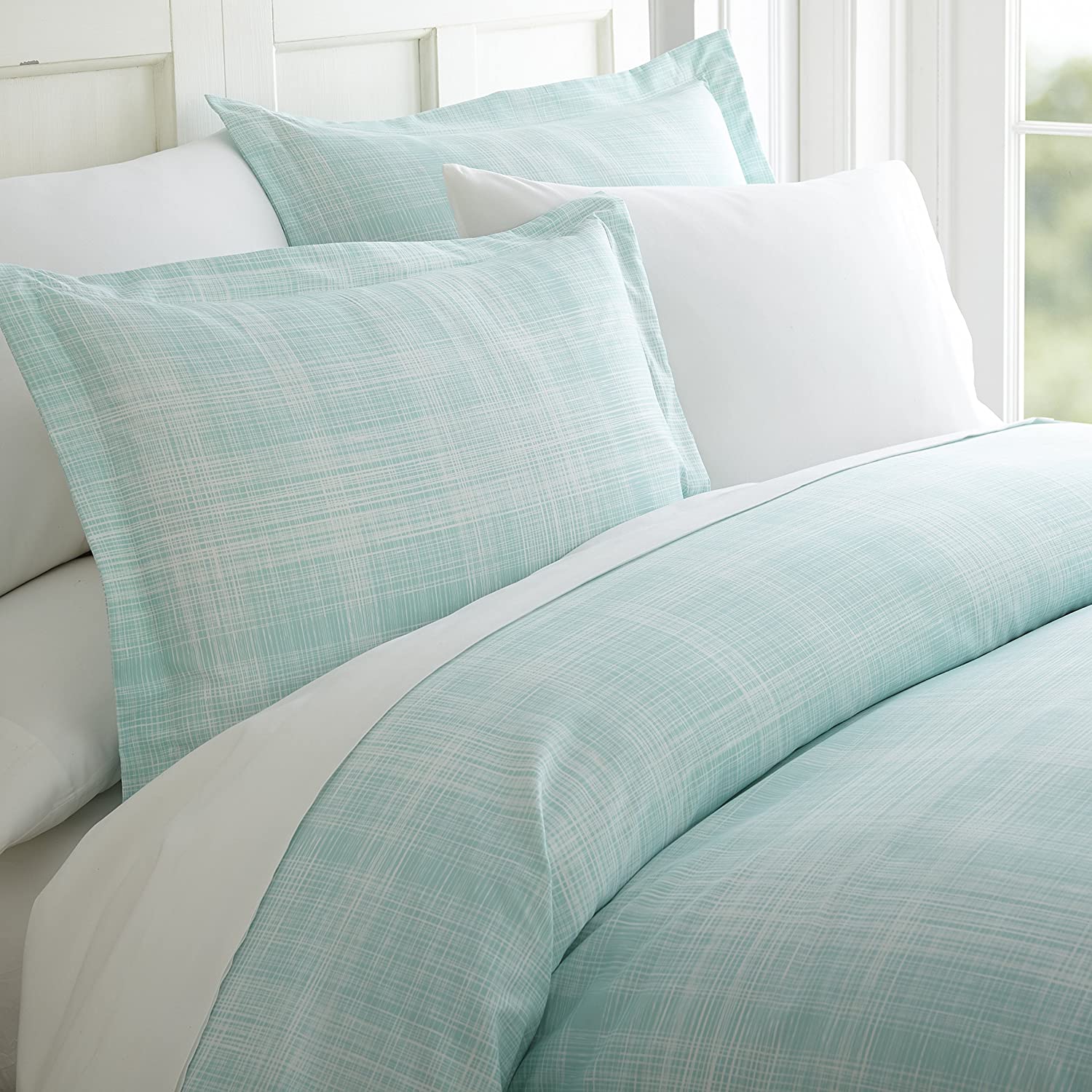 Price:$36.03 Cameron Thatch Patterned Duvet Cover Set, King, Aqua (BC-DUV-That-King-AQ) : Home & Kitchen