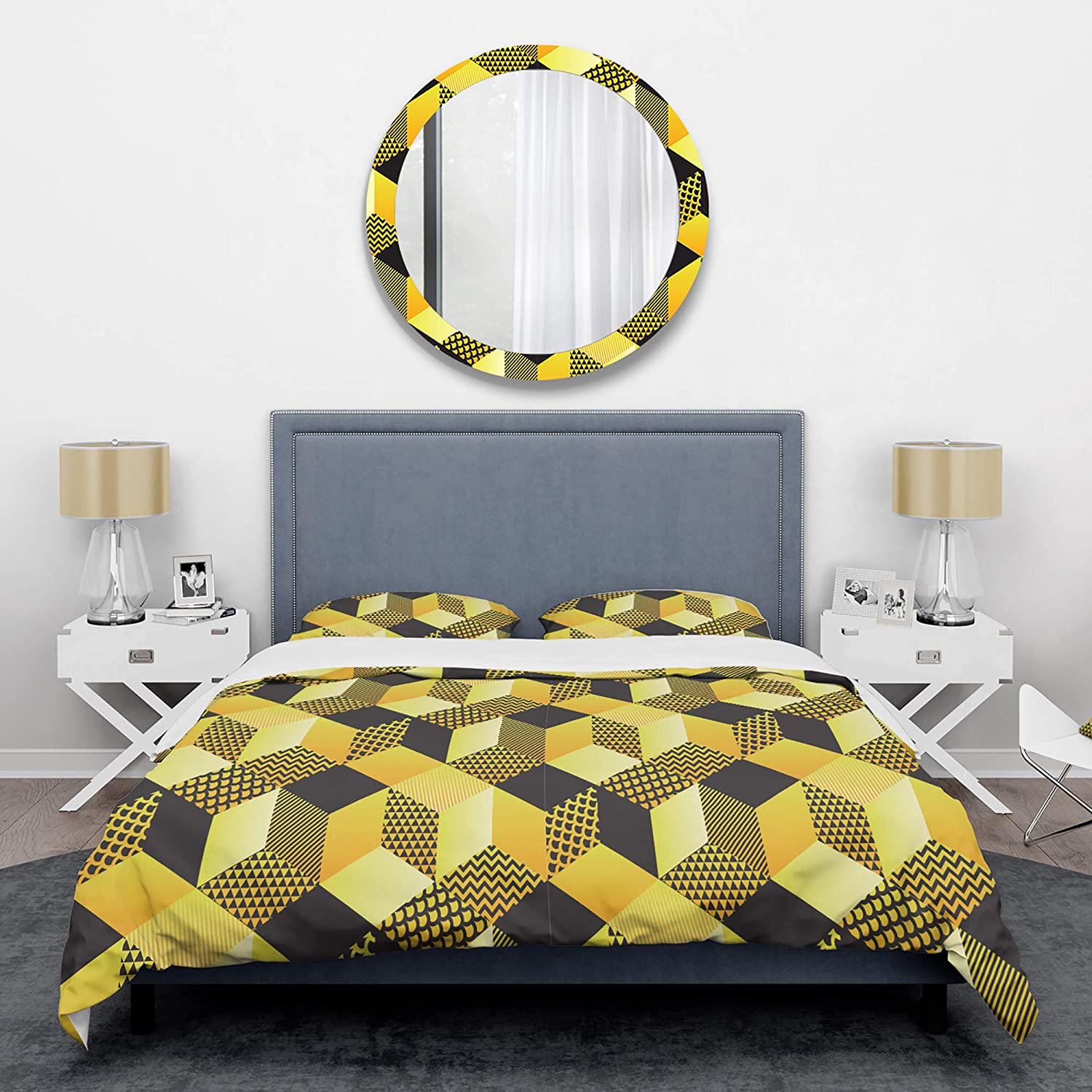 Price:$120.09 'Retro Hexagon Pattern II' Mid-Century Modern Duvet Cover Set : Home & Kitchen