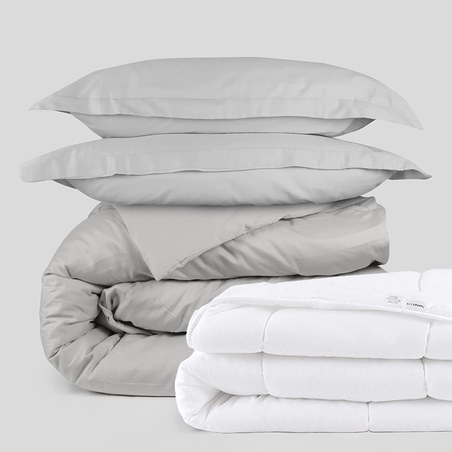 Price:$51.28 Perfect Duvet Bundle - 3 Piece Duvet Set (Full, Light Gray) & Microfiber Shell Comforter : Home & Kitchen