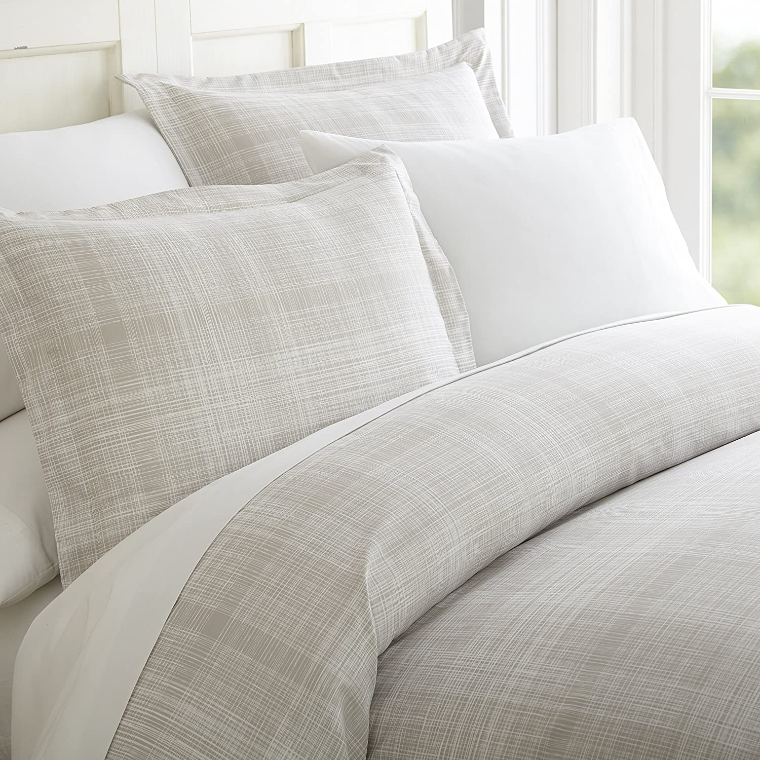 Price:$29.35 Cameron Thatch Patterned Duvet Cover Set, Twin, Gray (BC-DUV-That-Twin-GR) : Home & Kitchen