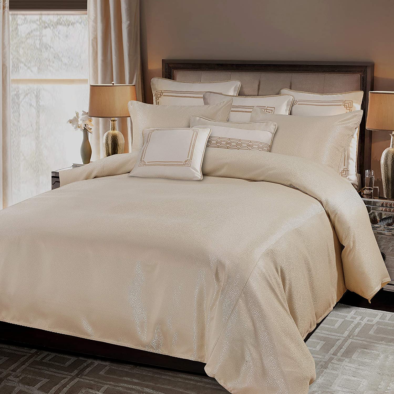 Price:$118.84 Accents Marilyn 3 PC Room Decor Duvet Set, Super Queen Gold : Home & Kitchen