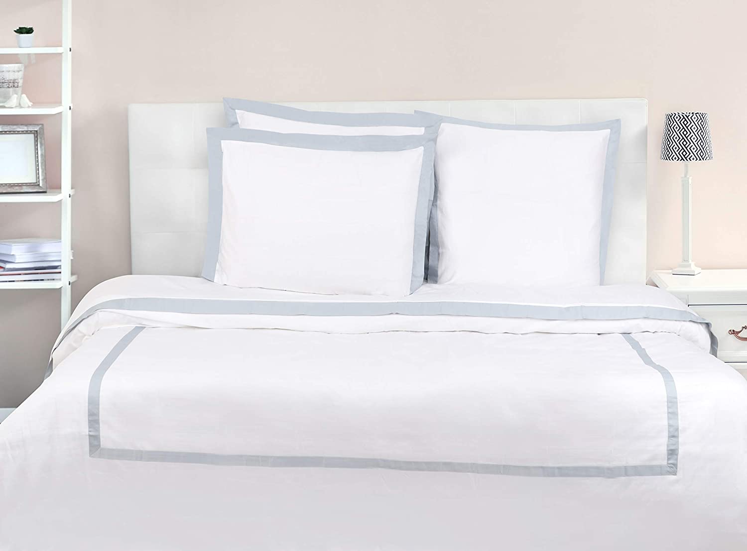 Price:$229.00 HOME COLLECTIONS Organic Cotton Banded Duvet Set (Queen (88"" X92), Light Blue) : Home & Kitchen