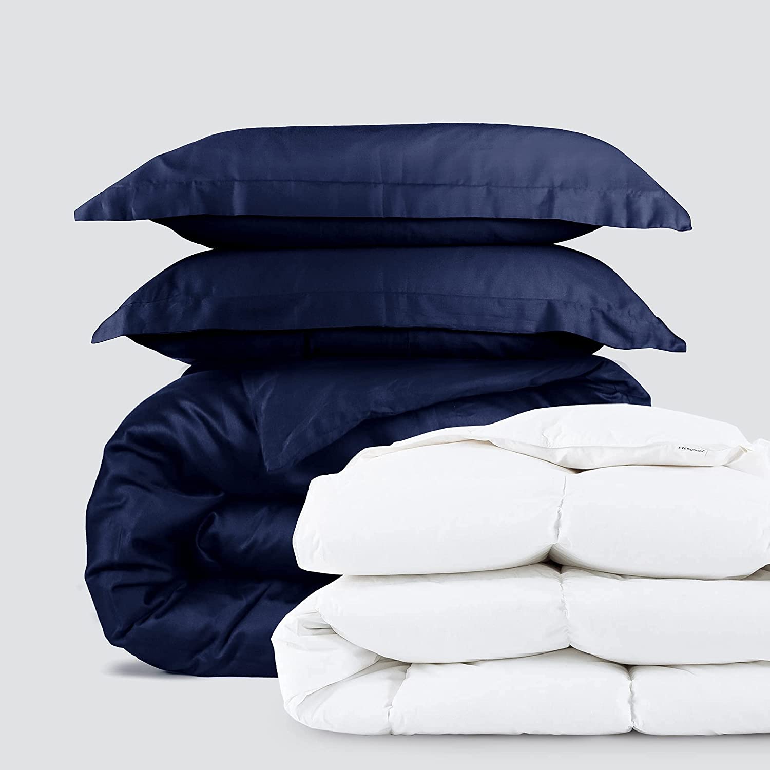 Price:$49.99 Ultimate Cotton Duvet Bundle - 3 Piece Duvet Set (Queen, Navy Blue) & Goose Down Comforter (Queen) : Home & Kitchen
