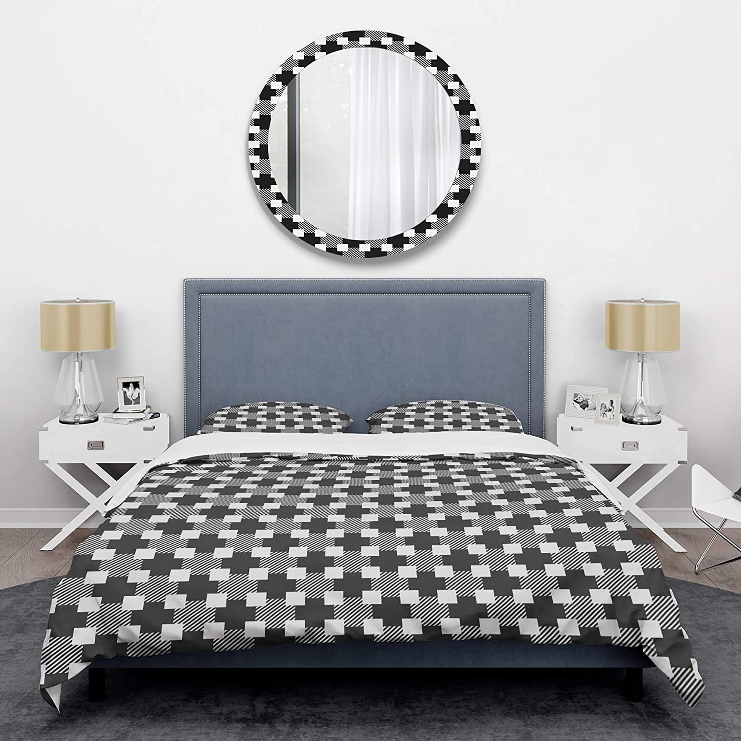 Monochrome Pattern II' Mid-Century Modern Duvet Cover Set : Home & Kitchen