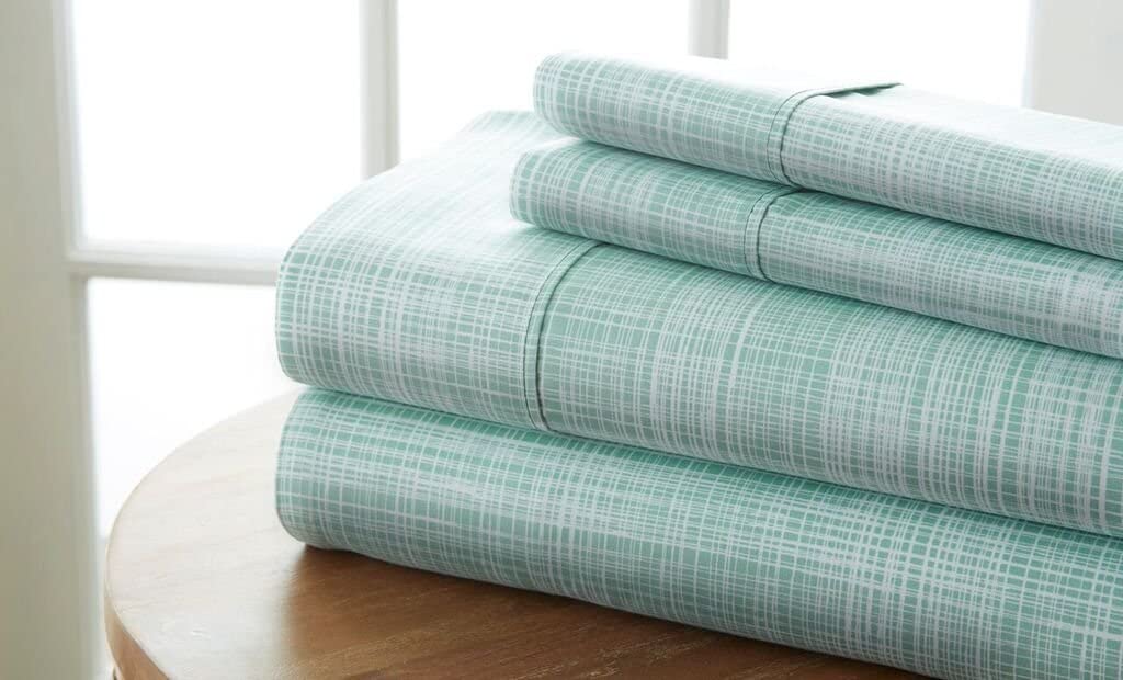 Price:$33.98 Home Simply Soft 4 Piece Sheet Set Thatch Patterned, Queen, Forrest (SS-4PC-THAT-QUEE-FO) : Home & Kitchen
