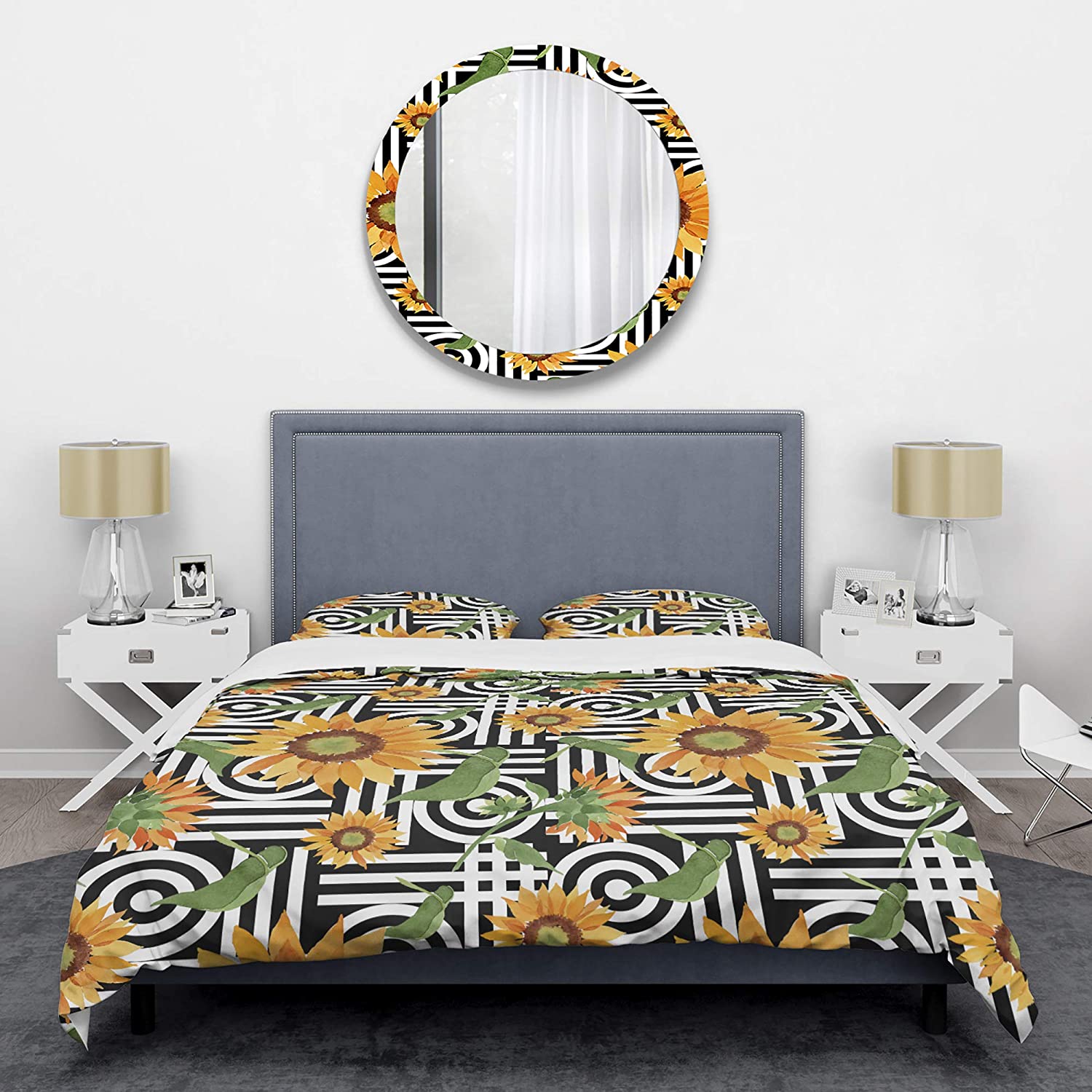 Price:$85.76 'Retro Floral Botanical II' Mid-Century Modern Duvet Cover Set : Home & Kitchen