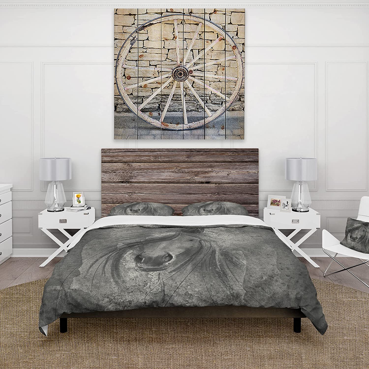 Price:$109.78 'Farmhouse Horse IV' Farmhouse Duvet Cover Set : Home & Kitchen