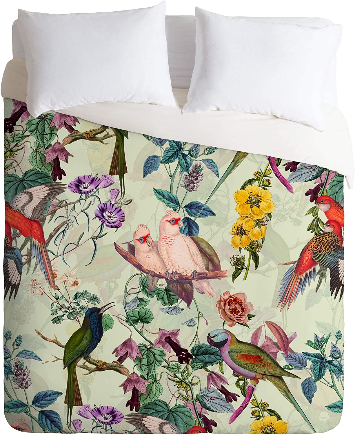Price:$172.79 Burcu Korkmazyurek Floral and Birds VIII King Duvet Cover and 2 Pillow Shams Set, Multi : Home & Kitchen