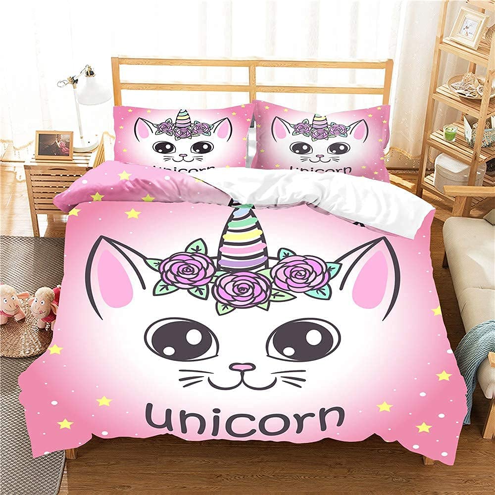 Price:$35.66 Unicorn Comforter Cover Twin for Girl Cute Unicorn Bedding Sets Cartoon Floral Duvet Cover with Zipper Closure, 1 Duvet Cover + 1 Pillowcase, 68”x 86” : Home & Kitchen