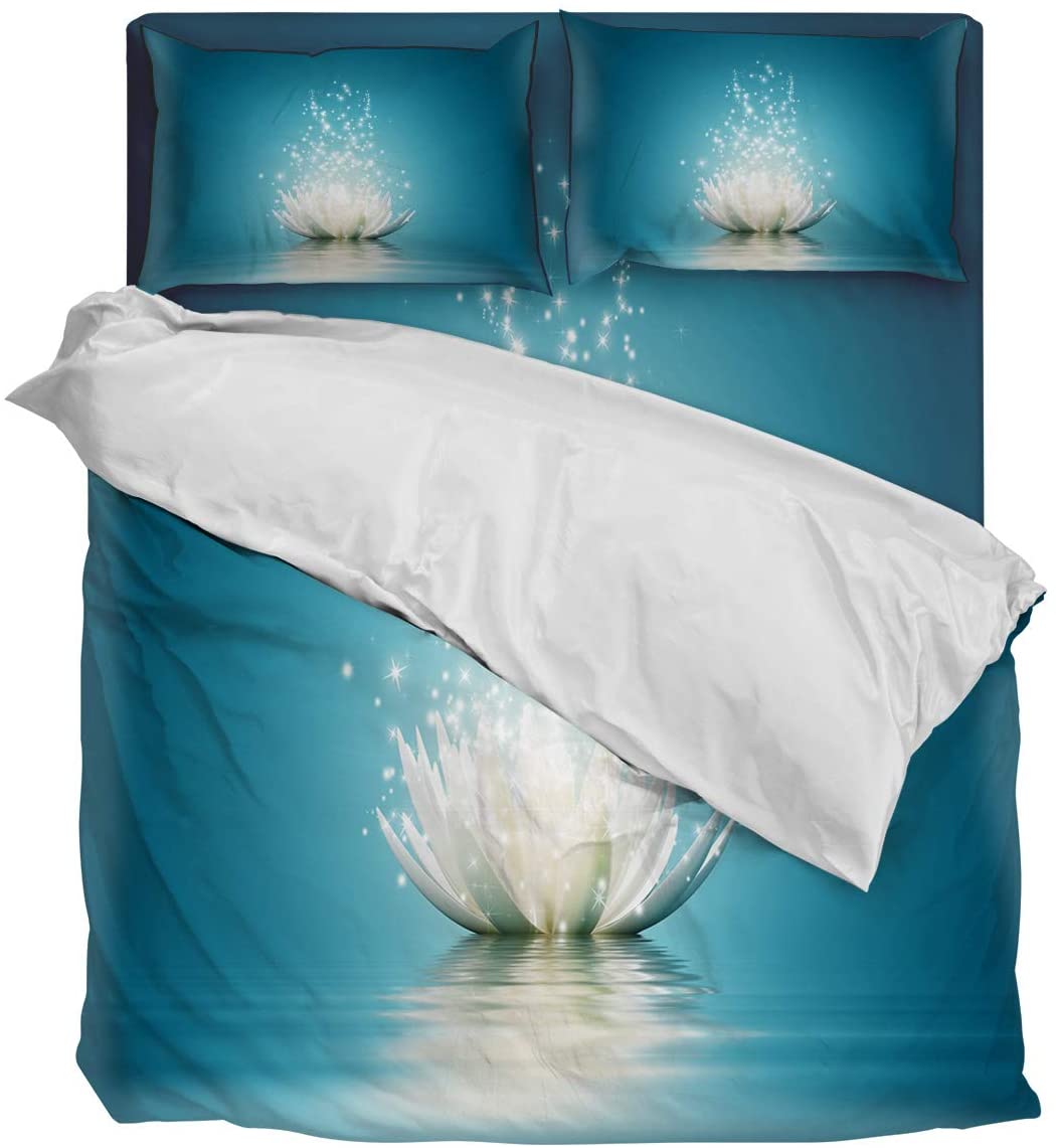 Price:$118.59 Sunflower 4 Piece Duvet Cover Bedding Set Full Size, Blooming Lotus Profound Zen Luxury Soft Bedding Set Comforter Cover (1 Duvet Cover + 1 Bed Sheets + 2 Pillowcases) : Home & Kitchen
