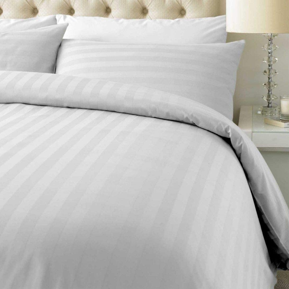 Price:$90.00 Beddings- Luxurious 3 Piece Duvet Cover Set - 800 Thread Counts - 100% Egyptian Cotton (Queen Size, White Striped) : Home & Kitchen