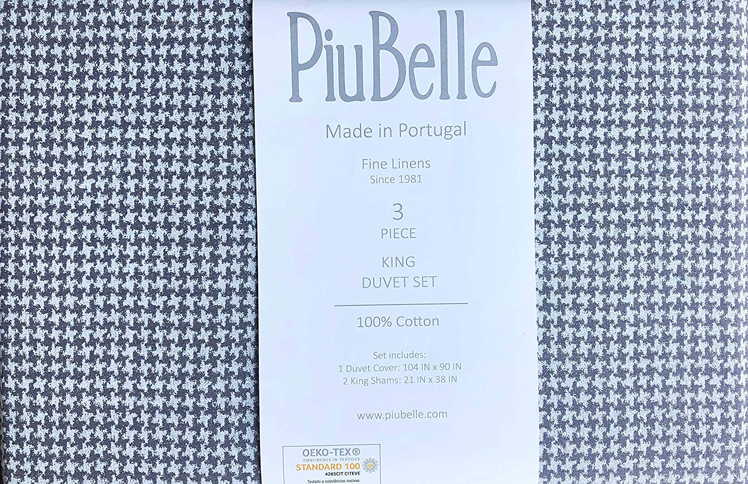 Price:$109.99 3pc Duvet Cover Set Geometric Houndstooth Pattern in Shades of Dark and Light Gray Comforter Cover 100% Cotton Luxury Made in Portugal (King) : Home & Kitchen