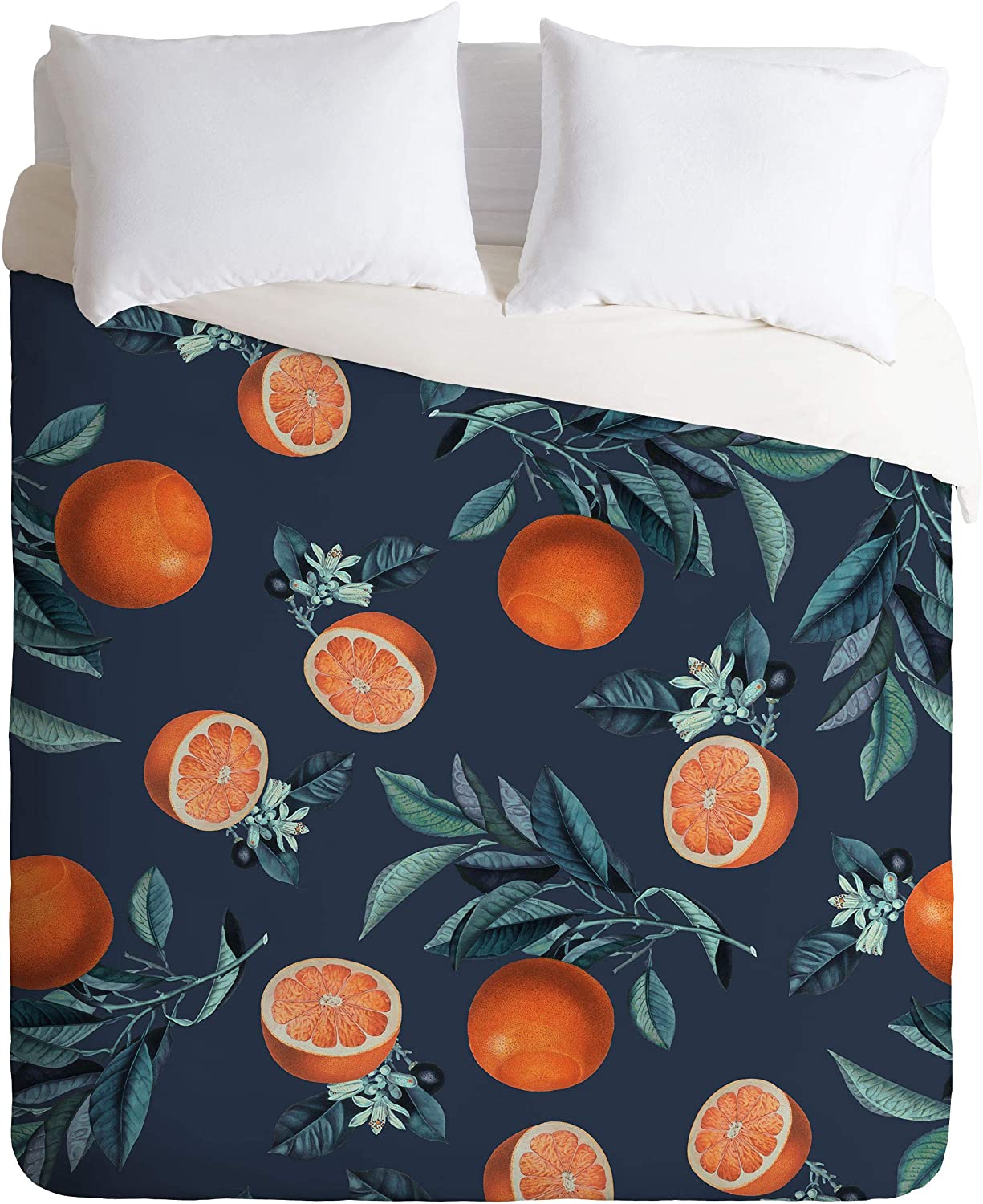 Price:$26.26 Burcu Korkmazyurek Lemon and Leaf Pattern Vi Full/Queen Duvet Cover and 2 Pillow Shams Set, Multi : Home & Kitchen