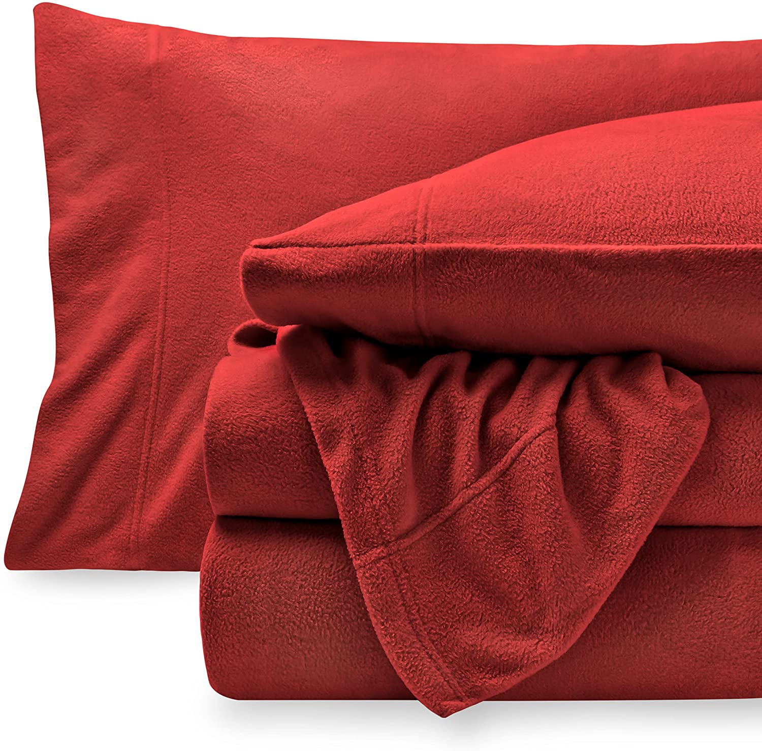 Price:$44.99 Home Super Soft Fleece Sheet Set - Queen Size - Extra Plush Polar Fleece, No-Pilling Bed Sheets - All Season Cozy Warmth (Queen, Red) : Home & Kitchen