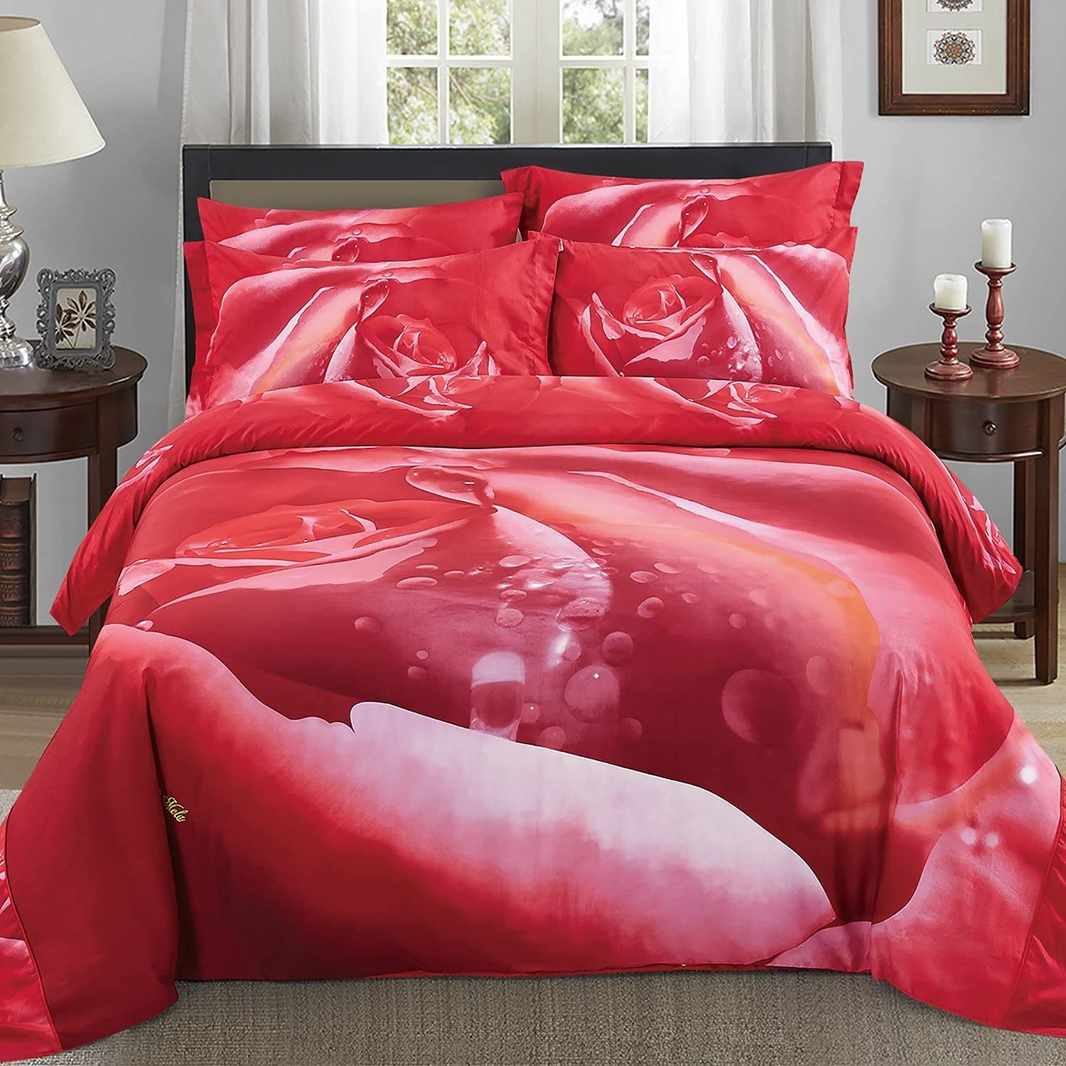 Price:$149.00 Dolce Mela Floral Bedding - Rosa, Luxury Queen Size Duvet Cover Set : Home & Kitchen
