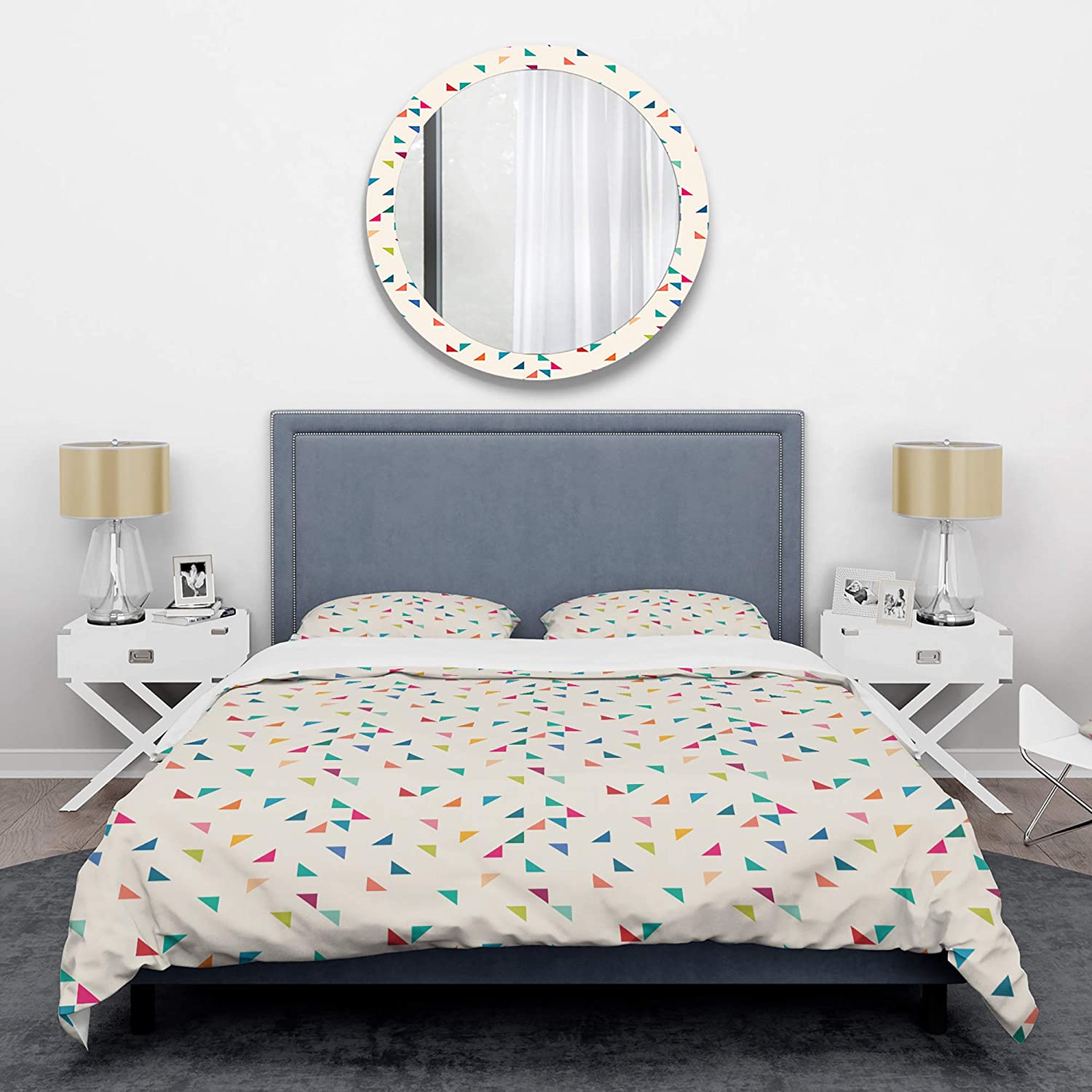Price:$109.78 'Abstract Triangular Retro Pattern I' Mid-Century Modern Duvet Cover Set : Home & Kitchen
