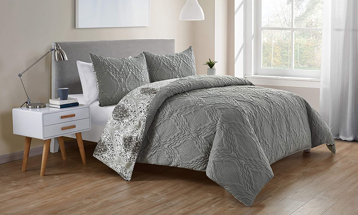 Price:$42.02 Home Luanna Duvet Cover Set, Bedding, King, Grey : Home & Kitchen
