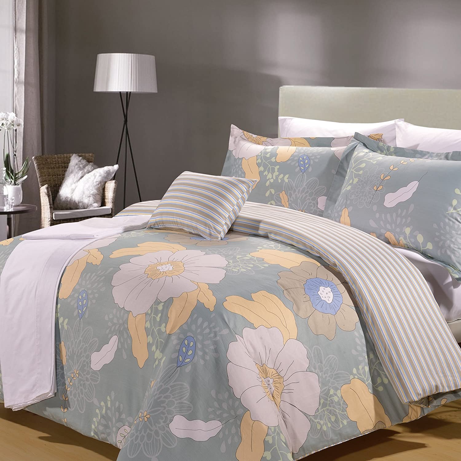 Price:$187.63 HOME Poppy 8 Pieces Duvet Cover and Sheet Set (King) : Home & Kitchen