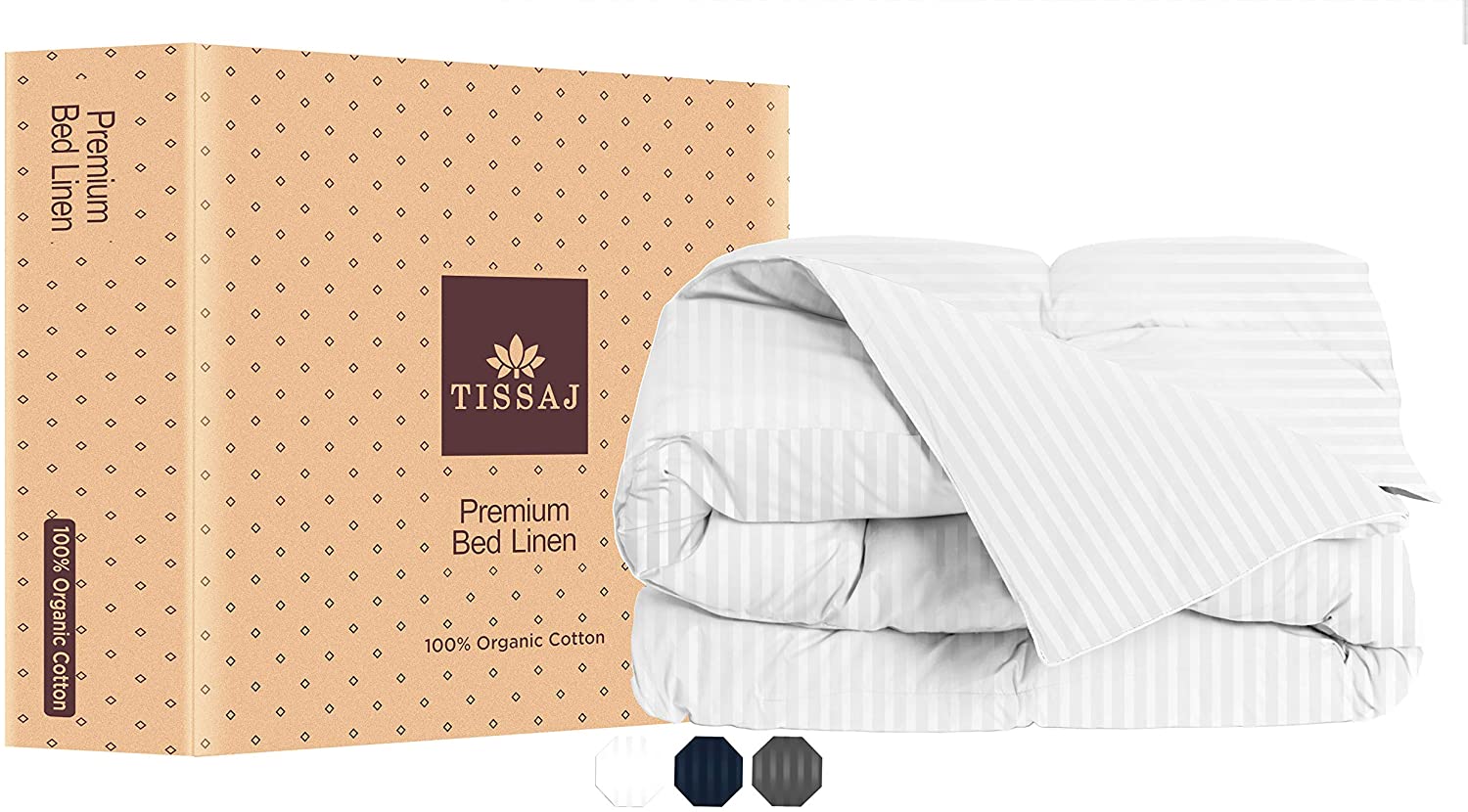 Price:$74.99 Duvet Cover - Duvet Cover & California Size - Damask Stripes Ultra White - 100% Organic Cotton - GOTS Certified - 300 TC Sateen -For Duvet Insert, Alternative Comforter,Weighted Blanket : Home & Kitchen
