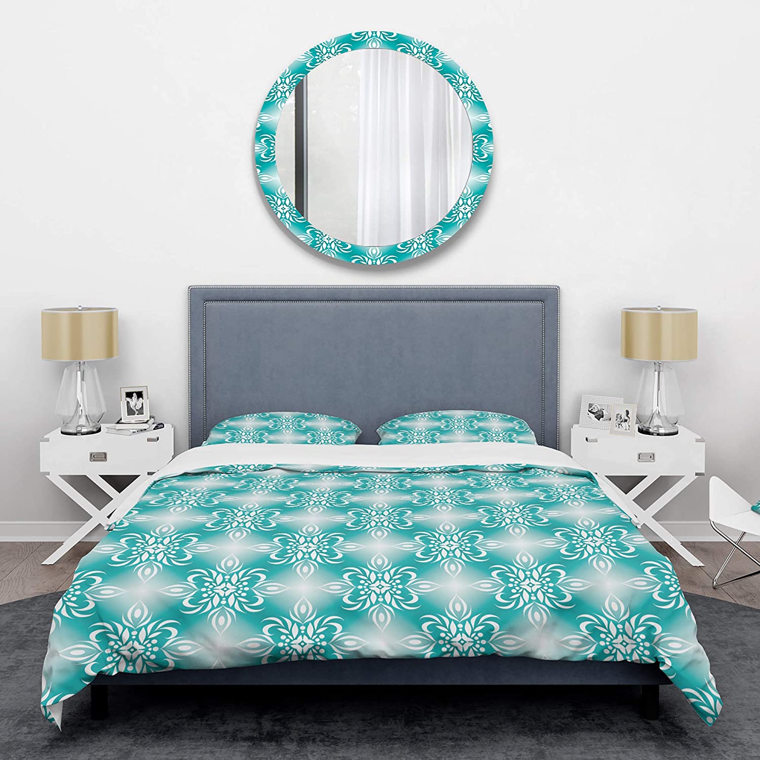 Price:$109.78 'Retro Turquoise Pattern' Mid-Century Modern Duvet Cover Set : Home & Kitchen