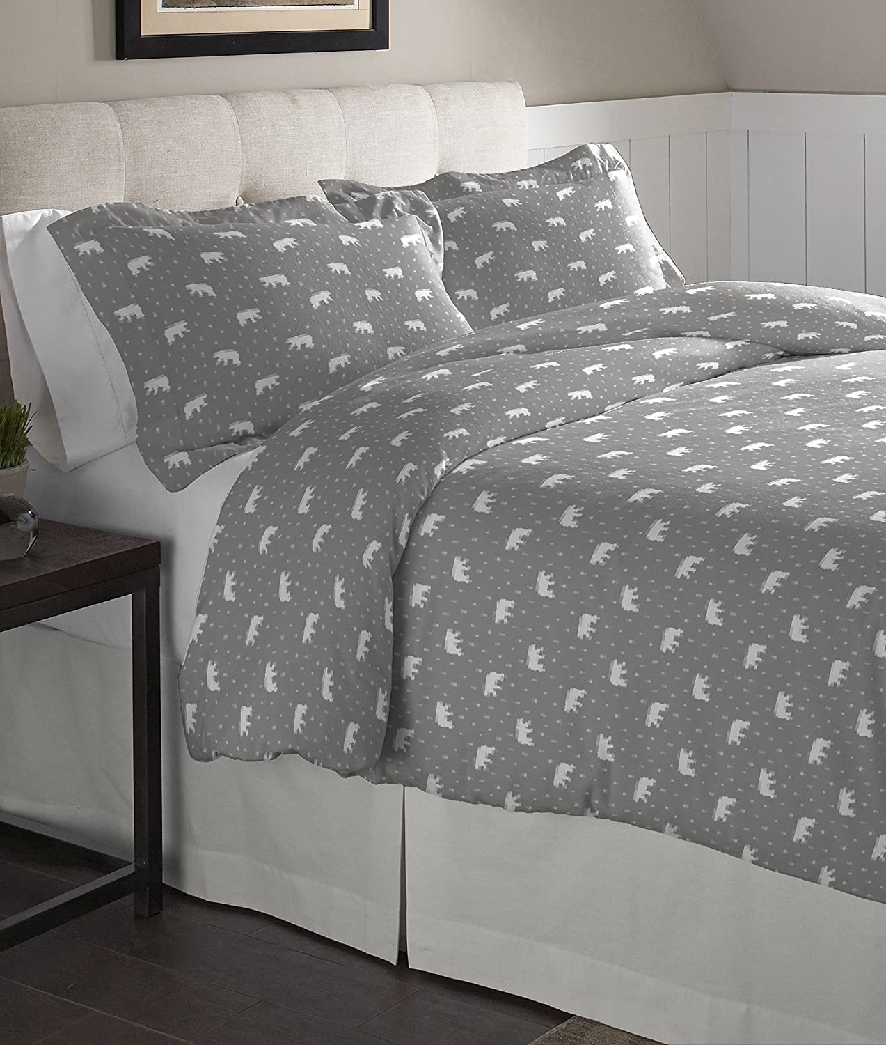 Price:$51.99 Flannel Oversized Duvet Set, Twin, Polar Bear : Home & Kitchen