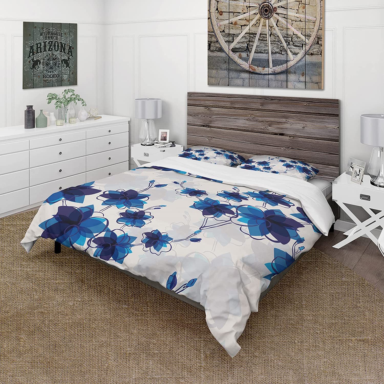 Price:$120.04 Blue Flowers' Floral Duvet Cover Set : Home & Kitchen