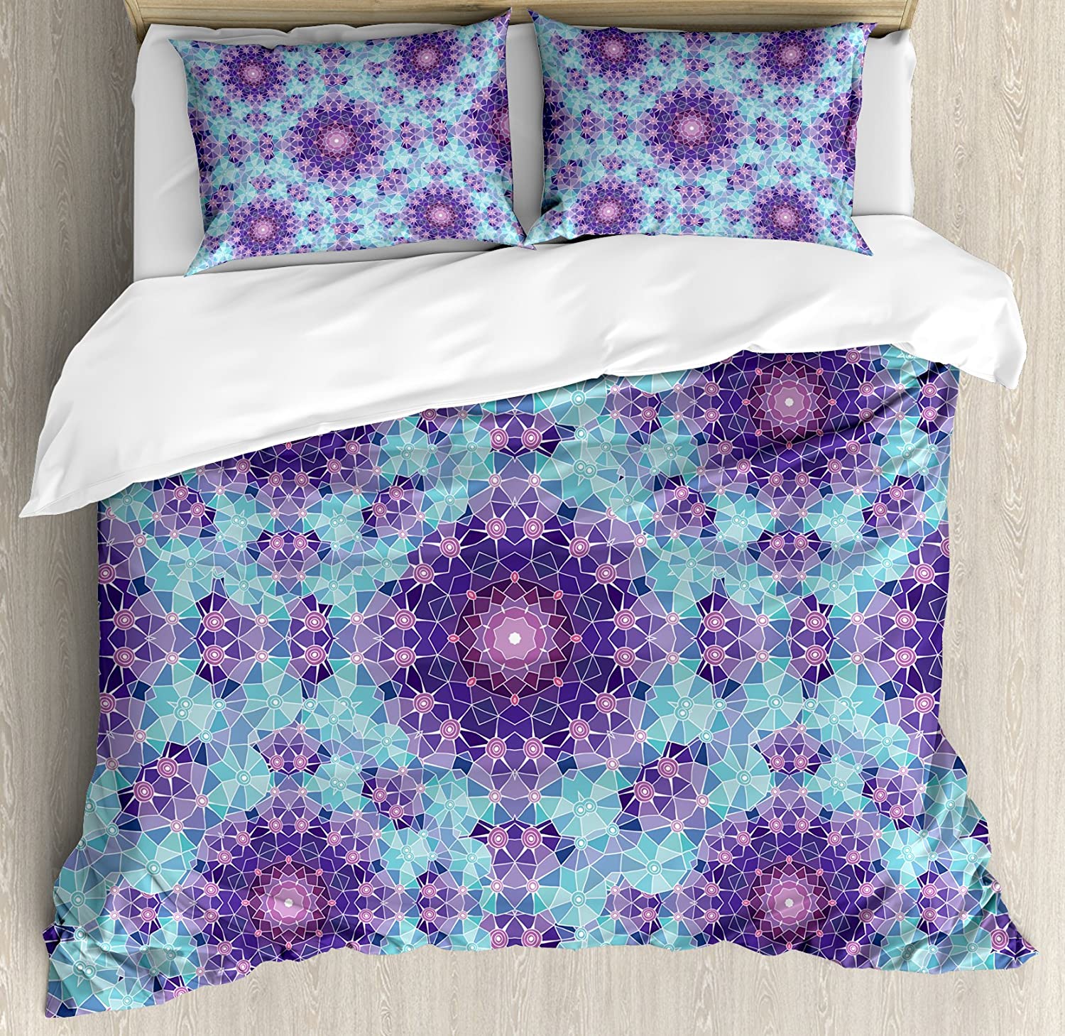 Price:$39.97 Purple Mandala Duvet Cover Set, Geometric Mosaic Fractal Sign of Universe Graphic Art, Decorative 3 Piece Bedding Set with 2 Pillow Shams, Queen Size, Mauve Lilac : Home & Kitchen
