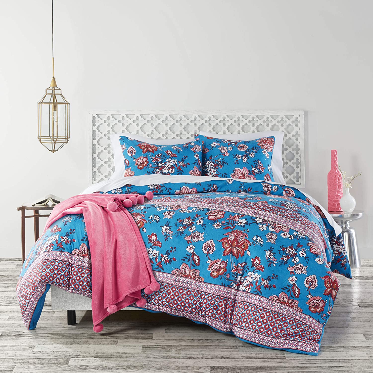 Price:$47.96 Skye Wild Lotus Duvet Cover Set, Full/Queen, Blue : Home & Kitchen