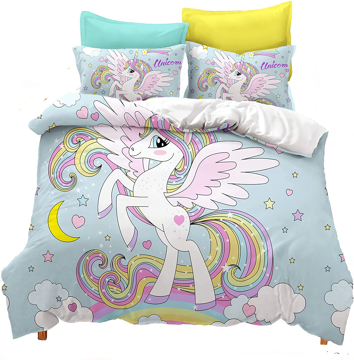 Price:$32.99 Bedding Duvet Cover Sets, Hair Magical Unicorn Kids' Gift Home Bedding Set.Included: Duvet Cover,Pillowcase(no Comforter Inside) (Twin) : Home & Kitchen