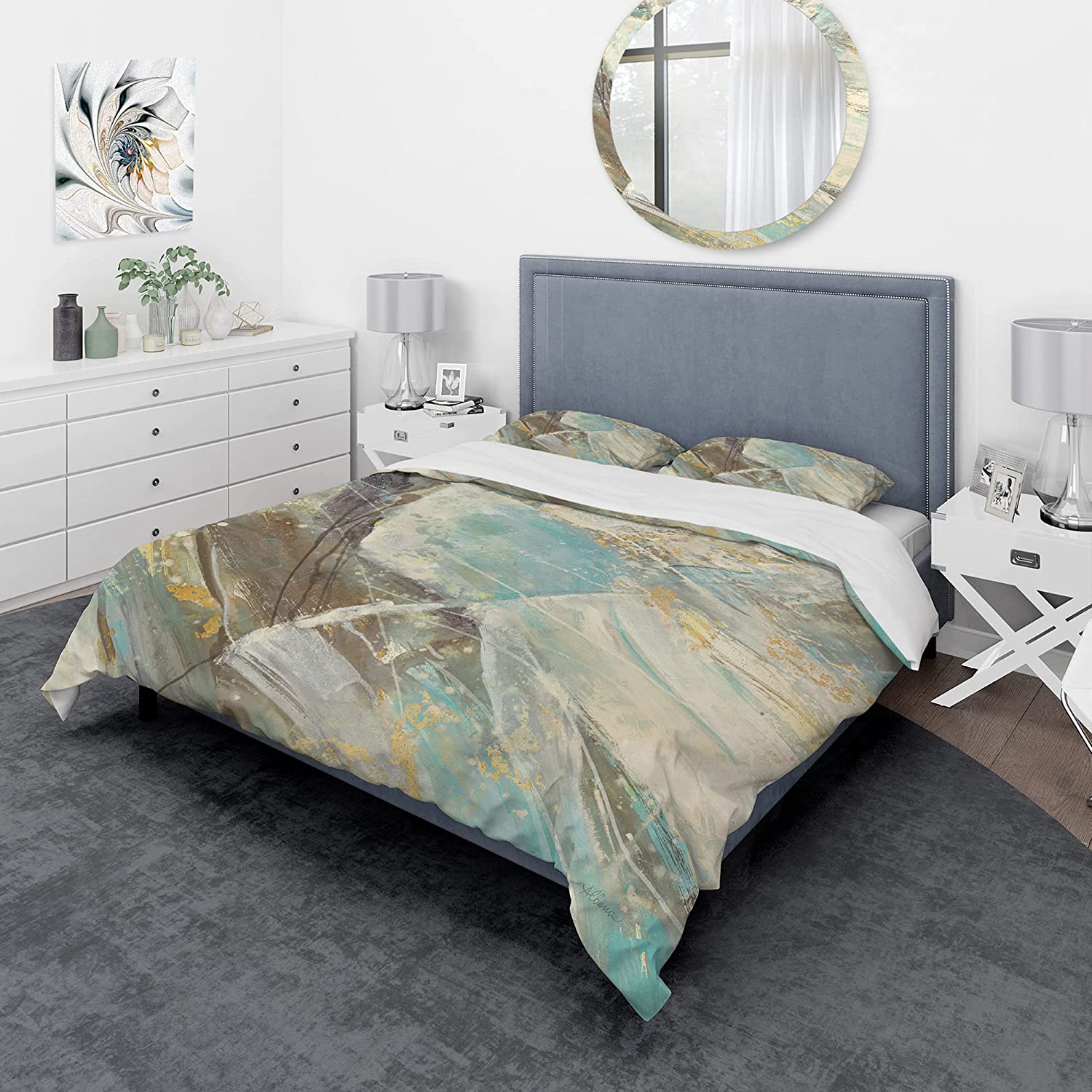 Price:$121.42 'Blue Geometric Water' Geometric Duvet Cover Set : Home & Kitchen