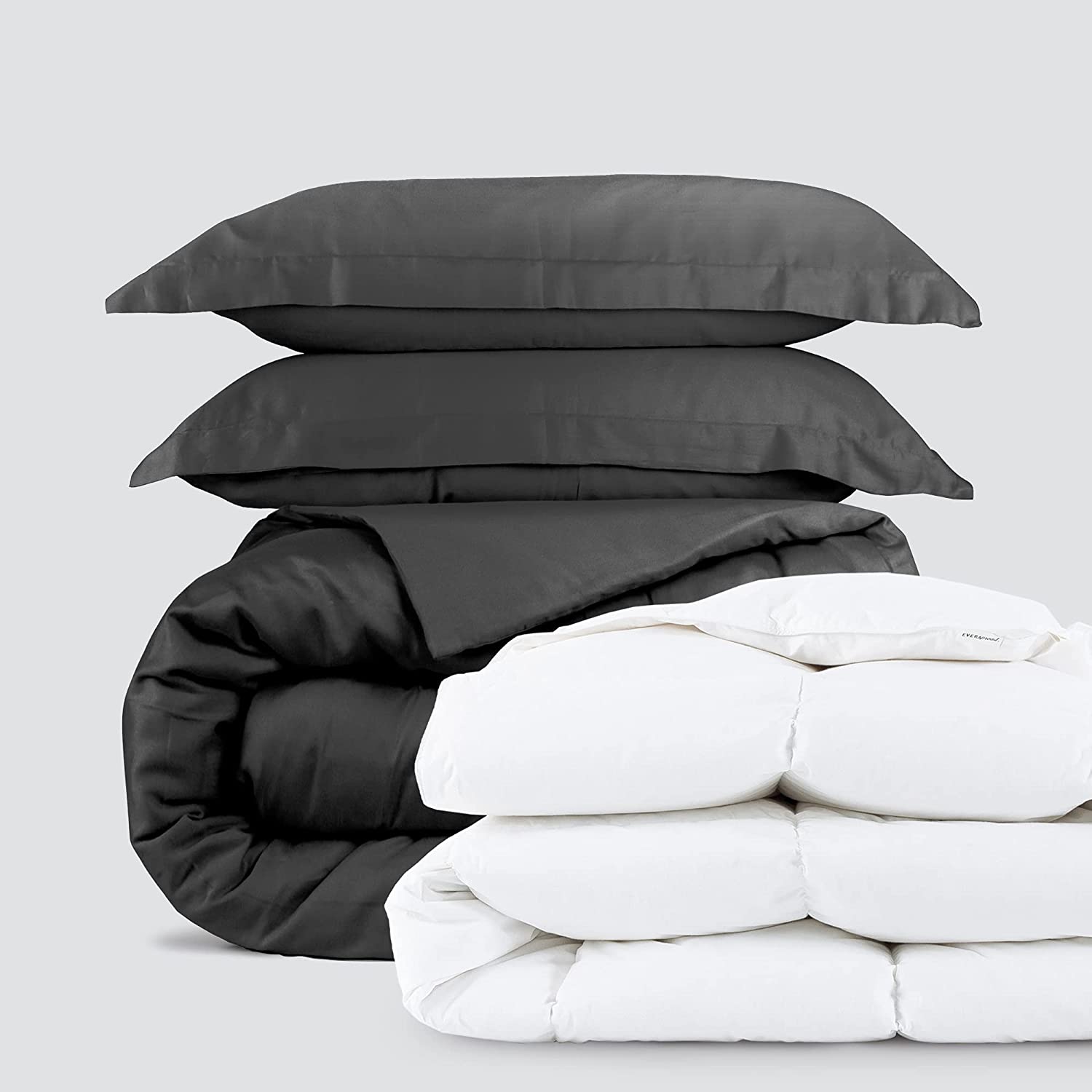 Price:$75.89 Ultimate Cotton Duvet Bundle - 3 Piece Duvet Set (Full, Dark Gray) & Goose Down Comforter (Full) : Home & Kitchen