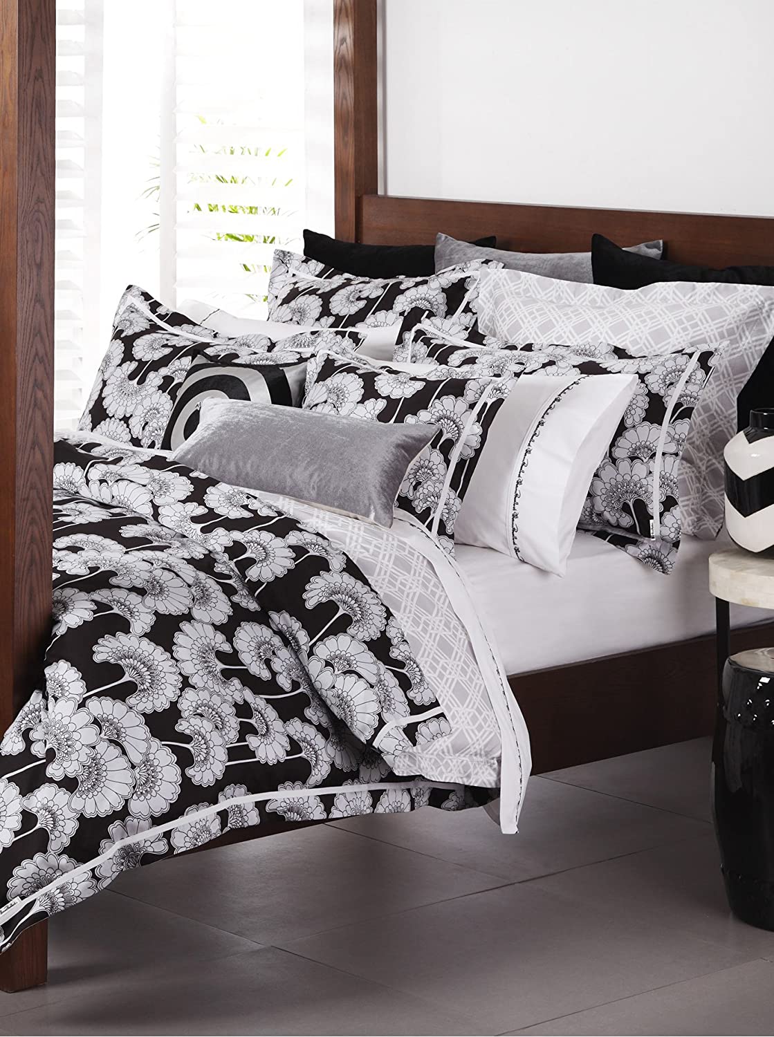 Price:$78.00 68-Inch by 86-Inch Florence Broadhurst Japanesen Floral Duvet Bedding Set, Twin, Black/Light Gray/Ivory : Home & Kitchen