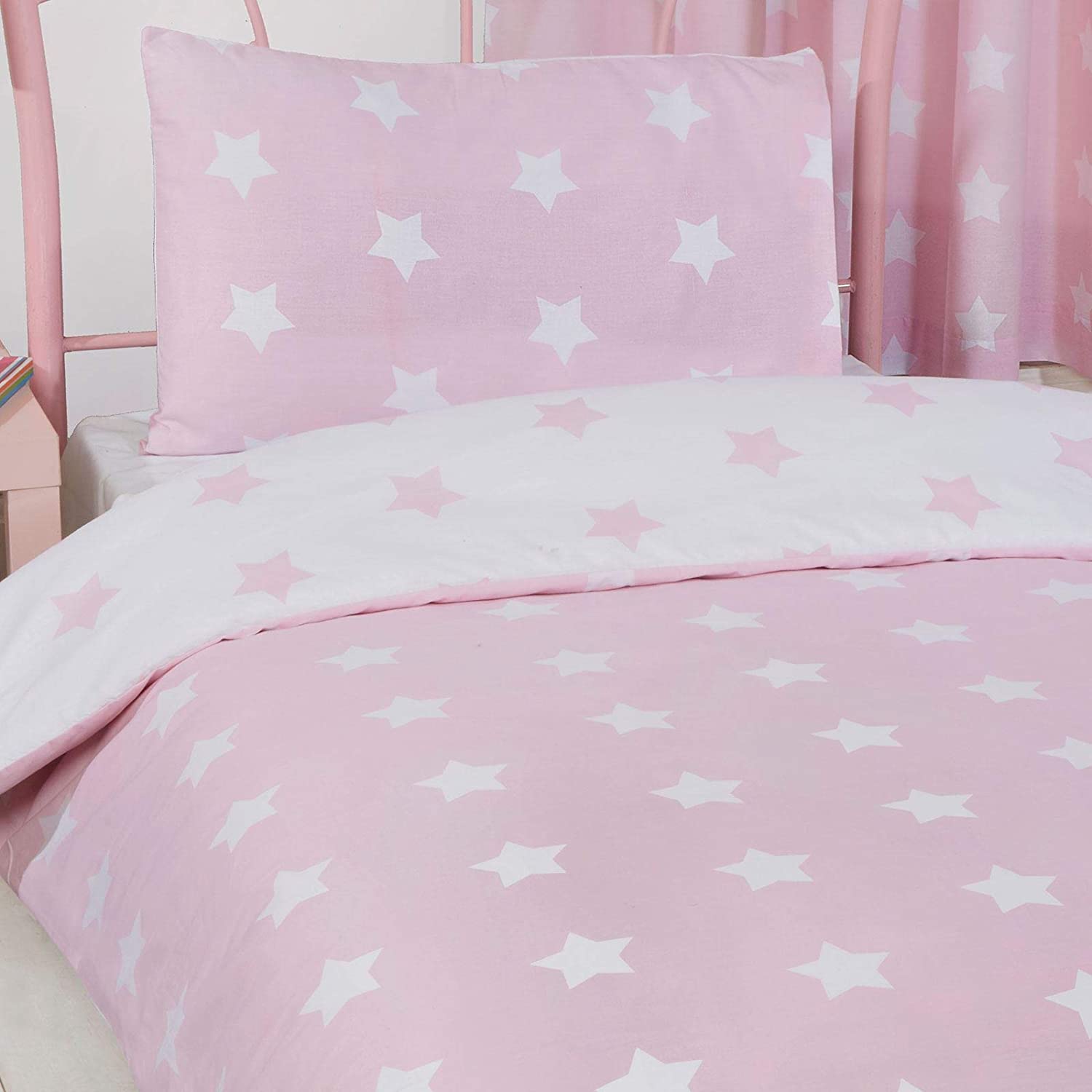 Price:$21.99 Right Home Pink and White Stars UK Single/US Twin Unfilled Duvet Cover and Pillowcase Set : Home & Kitchen