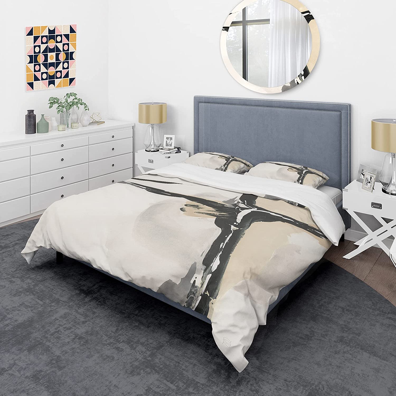 Price:$109.78 'Creamy Tan Form I' Glam Duvet Cover Set : Home & Kitchen
