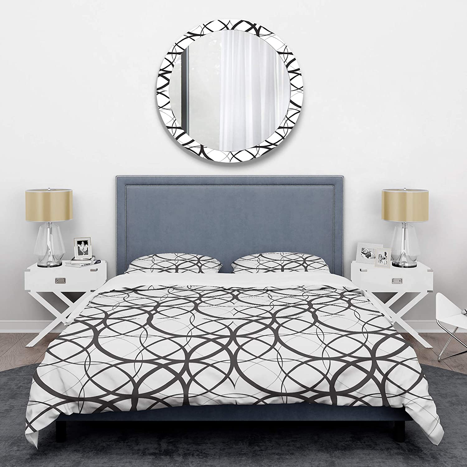 Price:$120.04 'Monochrome Geometric Pattern' Mid-Century Modern Duvet Cover Set : Home & Kitchen