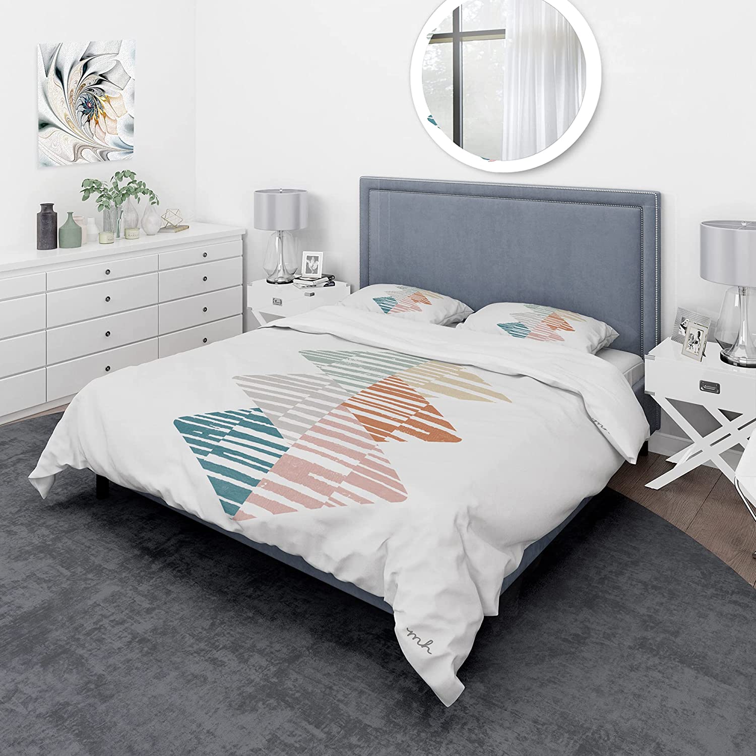 Price:$120.04 'Watercolor Geometric Triangle II' Geometric Duvet Cover Set : Home & Kitchen