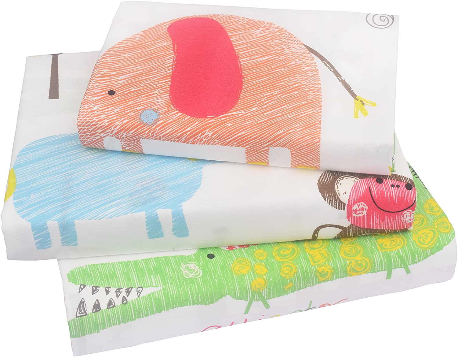 Price:$37.99 Lovely Jungle Elephant Monkey Giraffe Twin Sheet Set for Kids Boy Girl Children,100% Cotton, Flat Sheet + Fitted Sheet + Pillowcase Bedding Set : Home & Kitchen