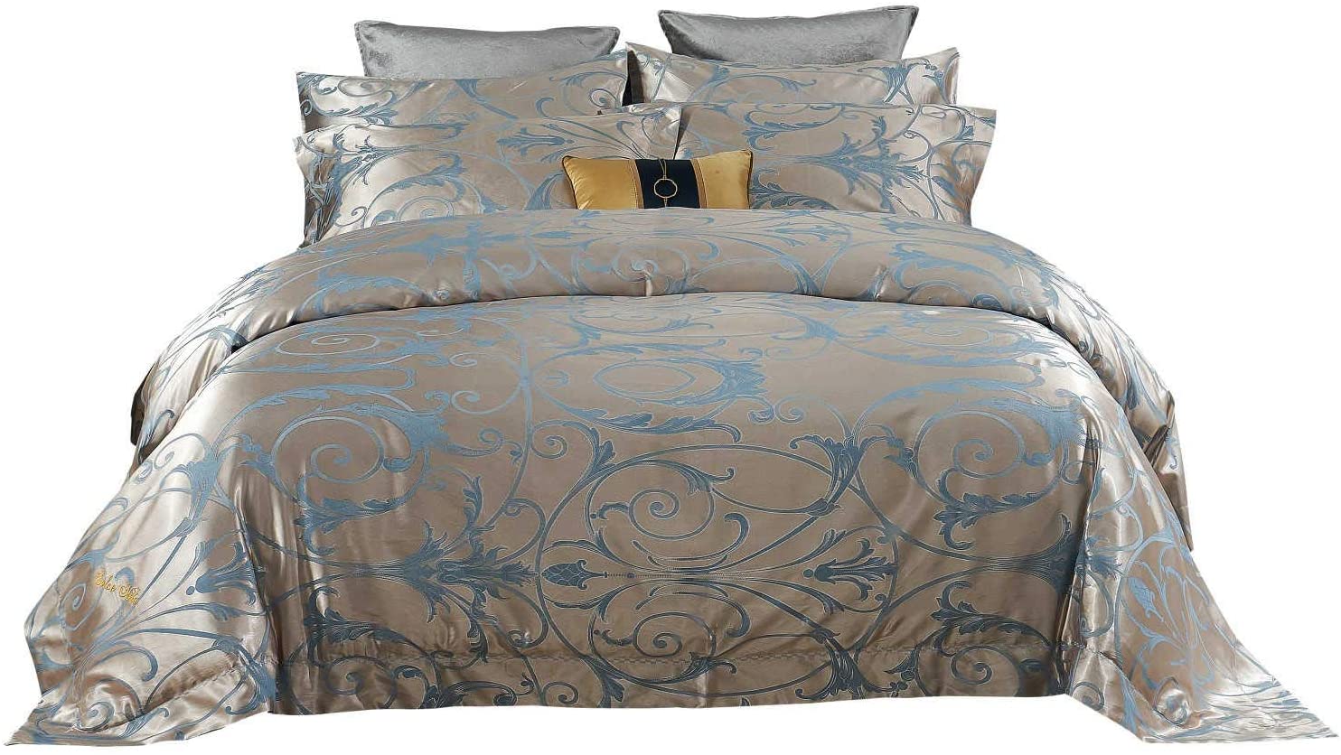 Price:$147.38 6 Piece Bedding Duvet Cover Set, Luxury Jacquard Top, 100% Soft Combed Cotton Inside, Superior Comfort, Breathable, All-Season, Machine Washable, DM800Q : Home & Kitchen