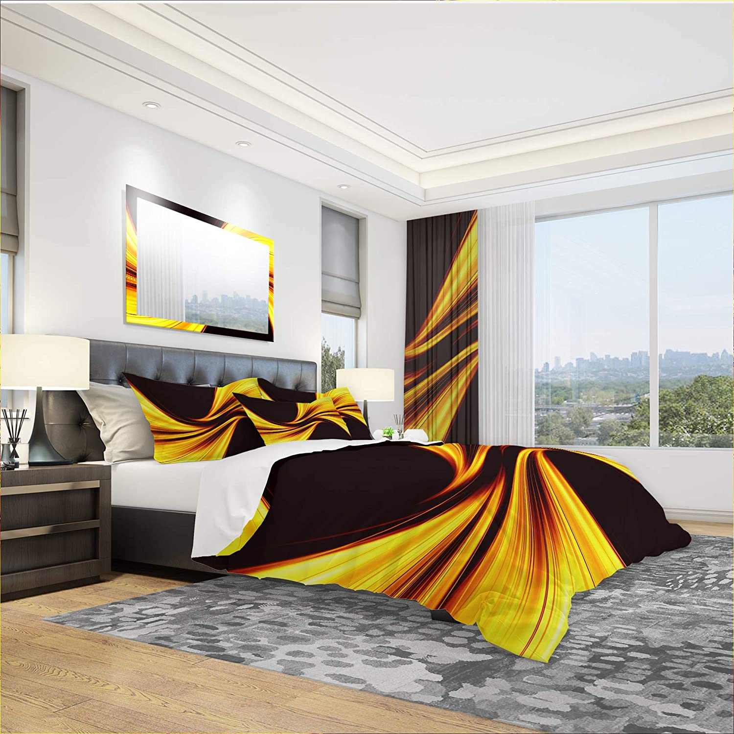 Price:$120.04 'Mellow Yellow Harmony Abstract' Modern & Contemporary Duvet Cover Set : Home & Kitchen