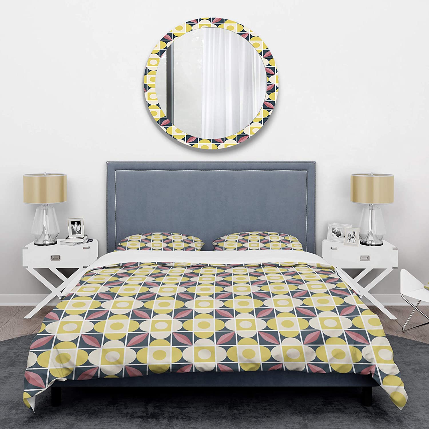 Price:$85.76 'Retro Pattern in Mosaic Style' Mid-Century Modern Duvet Cover Set : Home & Kitchen