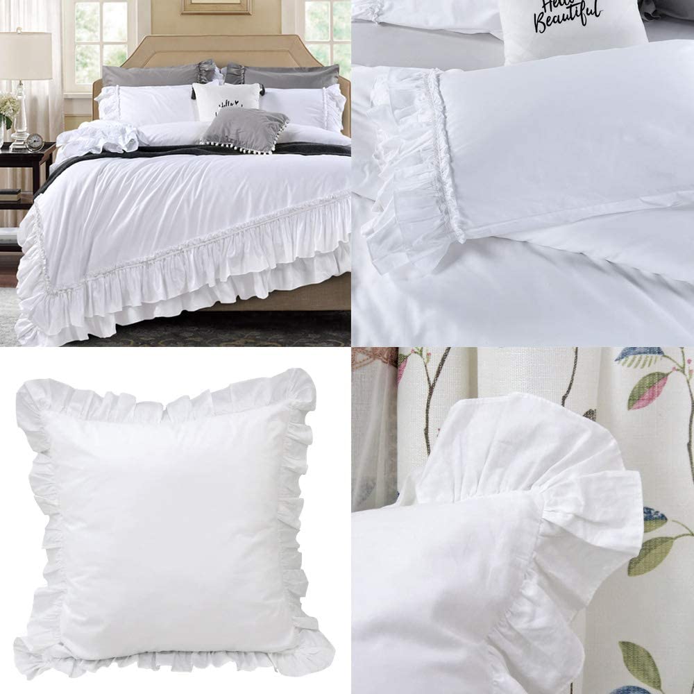 Price:$89.99 House White Ruffle Duvet Cover Set Queen and White Ruffle Euro Shams Bundle : Home & Kitchen