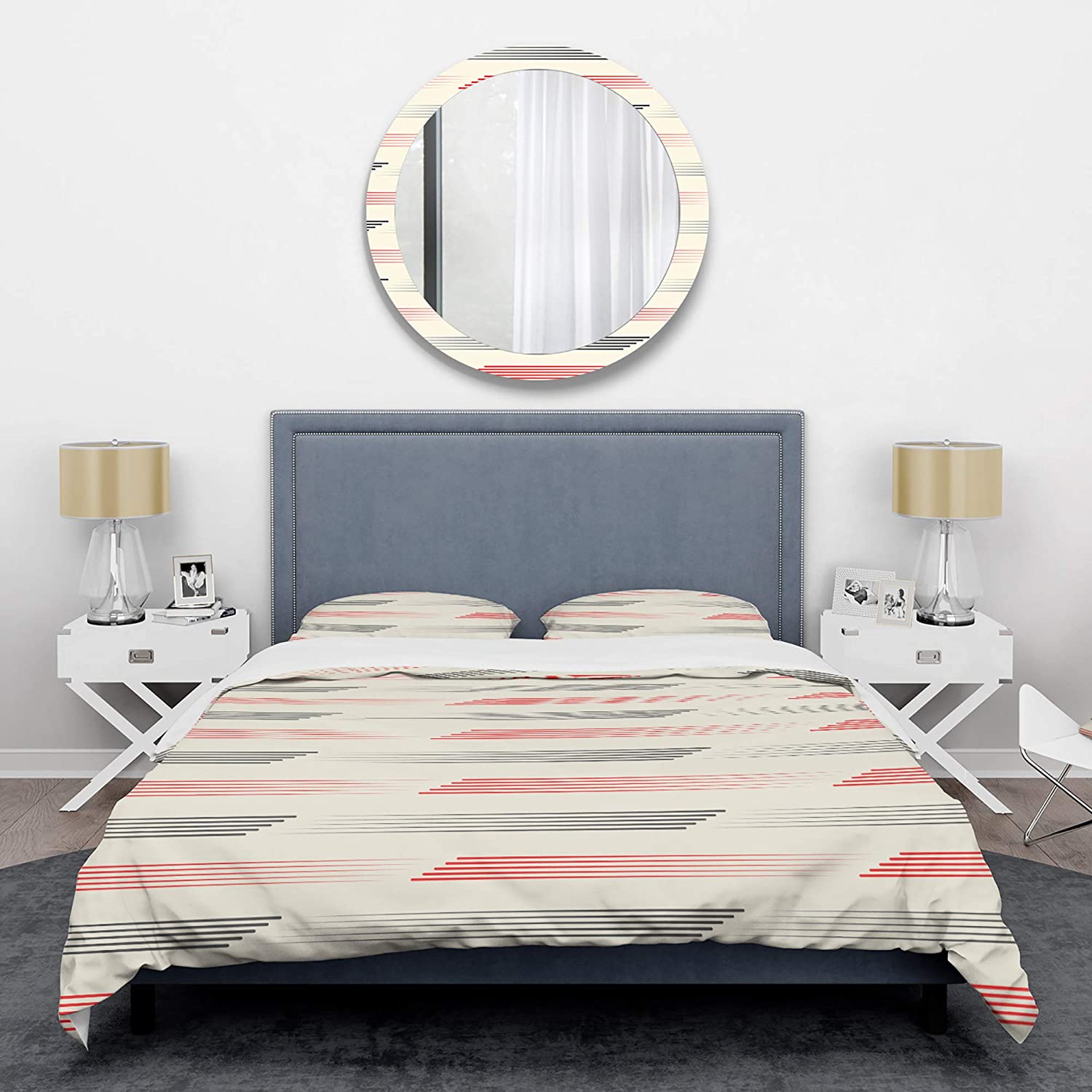 Retro Geometrical Pattern I' Mid-Century Modern Duvet Cover Set : Home & Kitchen