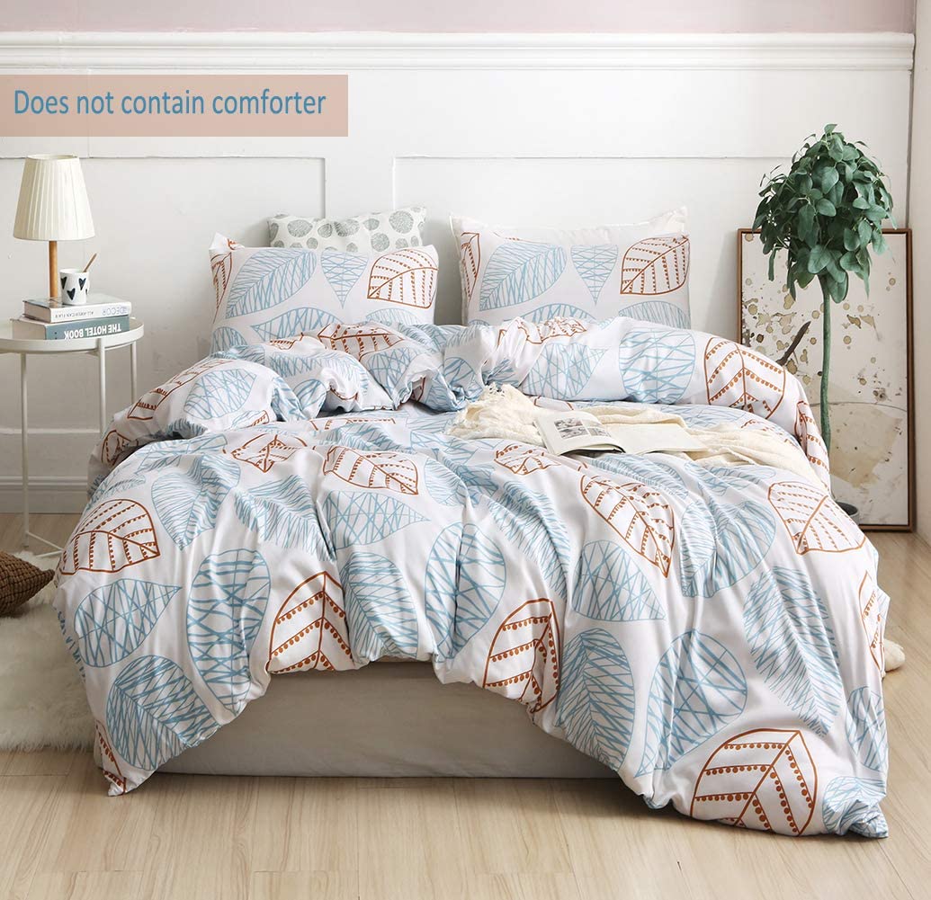 Price:$16.99 Twin Leaf Duvet Cover Set Zipper Closure, Kids Microfiber bedding sets Colorful Botanical Pattern Printed, 2 Pieces Include 1 Floral Duvet Cover (68x90 Inches) and 1 Pillow Case (Leaves, Twin) : Home & Kitchen