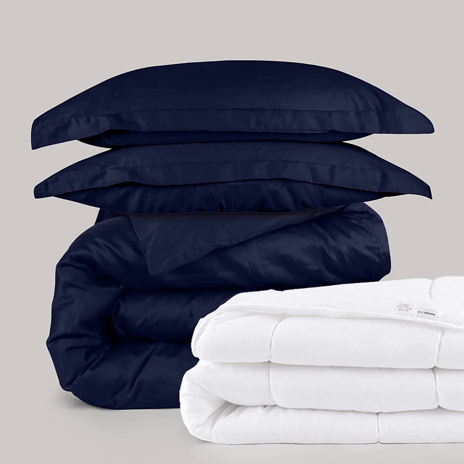 Price:$51.28 Perfect Duvet Bundle - 3 Piece Duvet Set (Full, Navy Blue) & Microfiber Shell Comforter (Full) : Home & Kitchen